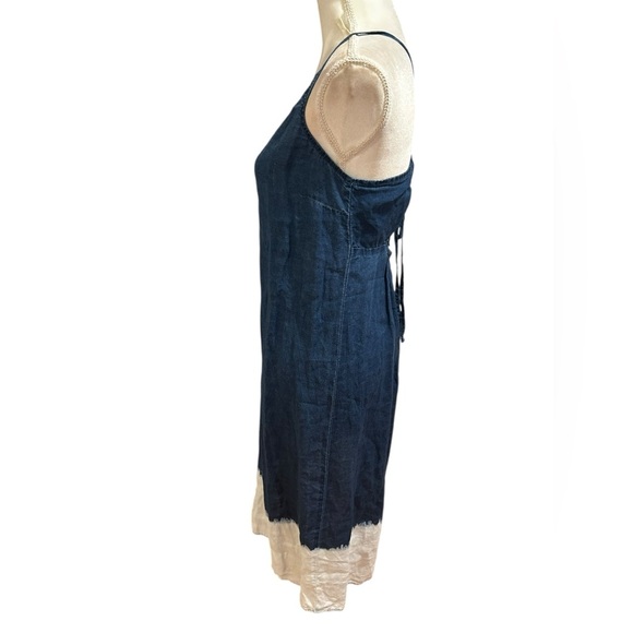 Bella Dahl Blue Denim looking Linen spaghetti strap midi dress | linen sundress - Picture 5 of 8